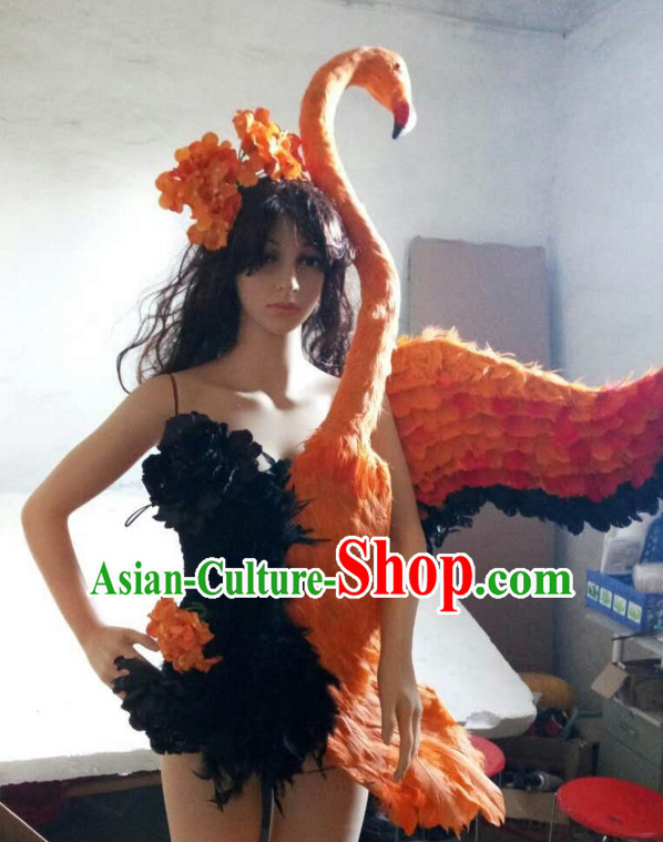 Parade Quality Forest Dance Costumes Popular Ostrich Feathers Fancy Bird Costume Stage Costumes Angel Wings Costume Complete Set