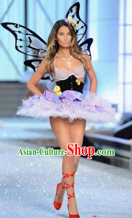 Model Feather Butterfly Dance Costumes Popular Ostrich Feathers Fancy Costume Stage Drama Costumes Angel Wings Parade Costume Complete Set