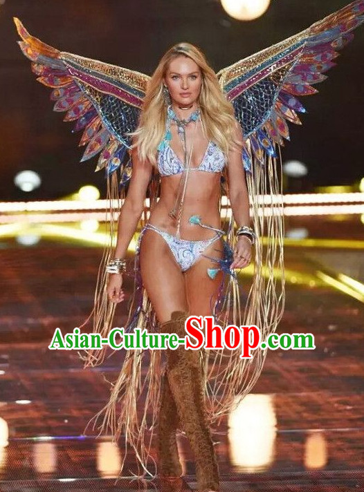 Model Feather Butterfly Dance Costumes Popular Ostrich Feathers Fancy Costume Stage Drama Costumes Angel Wings Parade Costume Complete Set