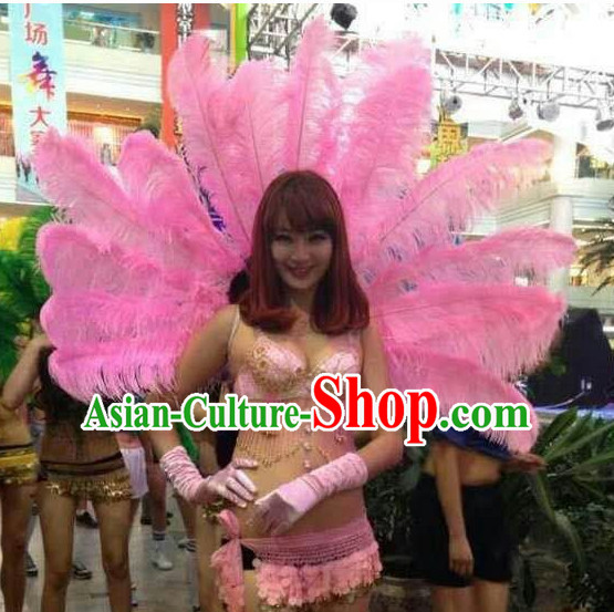 Model Feather Butterfly Dance Costumes Popular Ostrich Feathers Fancy Costume Stage Drama Costumes Angel Wings Parade Costume Complete Set