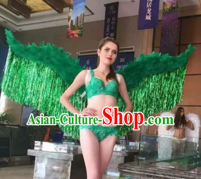 Model Feather Butterfly Dance Costumes Popular Ostrich Feathers Fancy Costume Stage Drama Costumes Angel Wings Parade Costume Complete Set