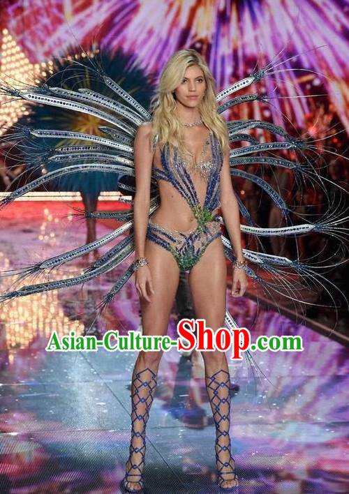 Model Feather Butterfly Dance Costumes Popular Ostrich Feathers Fancy Costume Stage Drama Costumes Angel Wings Parade Costume Complete Set