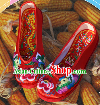 Chinese Handmade Embroidered Shoes Wedding Shoes Kung Fu Wushu Shoes Womens Shoes Opera Shoes Hanfu Shoes Dance Shoes