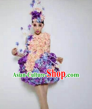 Parade Quality Flower Dance Costumes Popular Ostrich Feathers Fancy Costume Angel Wings Costume Complete Set