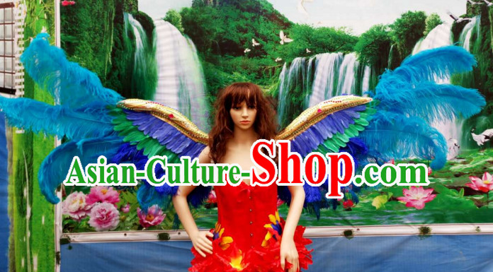 Parade Quality Feather Dance Costumes Popular Ostrich Feathers Fancy Costume Angel Wings Costume Complete Set