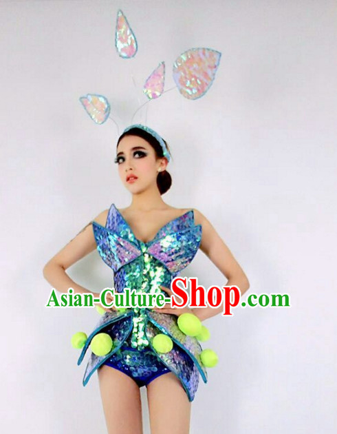 Parade Quality Feather Dance Costumes Popular Ostrich Feathers Fancy Costume Angel Wings Costume Complete Set