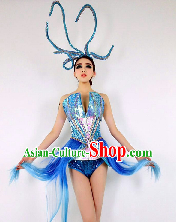 Parade Quality Feather Dance Costumes Popular Ostrich Feathers Fancy Costume Angel Wings Costume Complete Set