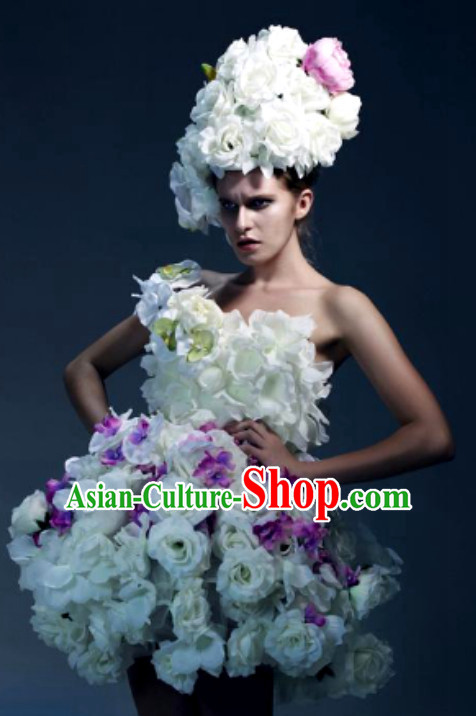 Parade Quality Flower Dance Costumes Popular Ostrich Feathers Fancy Costume Angel Wings Costume Complete Set