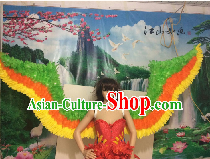 Parade Quality Peacock Feather Dance Costumes Popular Ostrich Feathers Fancy Costume Angel Wings Costume Complete Set