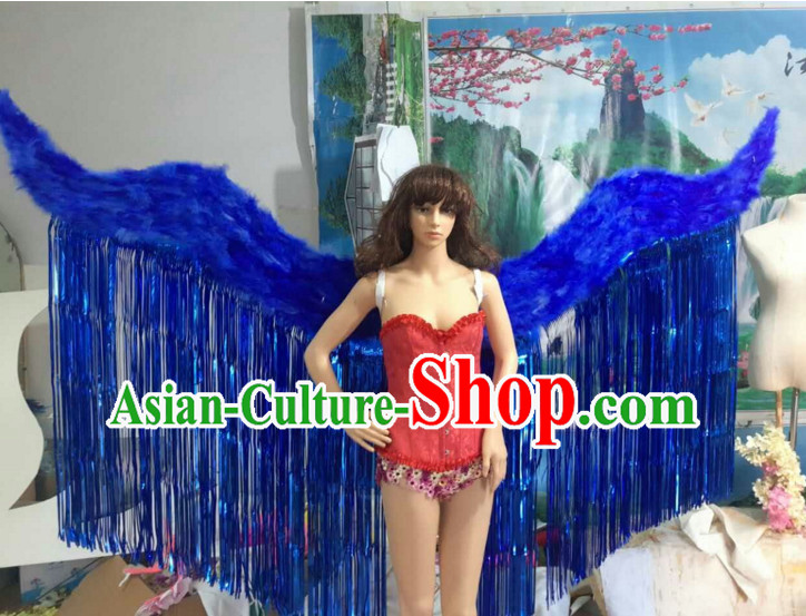 Parade Quality Peacock Feather Dance Costumes Popular Ostrich Feathers Fancy Costume Angel Wings Costume Complete Set