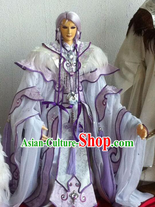 Chinese Ancient BJD Adult Size Costumes Dresses and Headwear Complete Set for Men