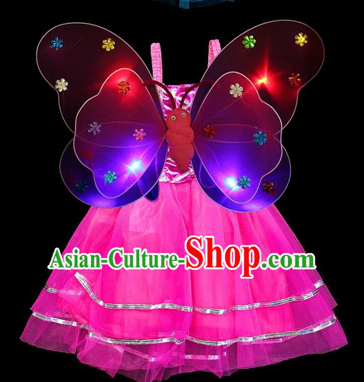 LED Lights Butterfly Dance Costumes Dancing Costume Complete Set for Kids Children Girls