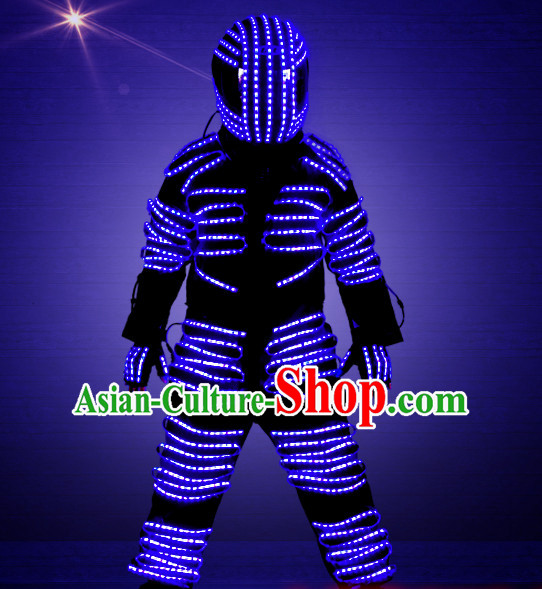 Robot Fancy Costume LED Lights Costumes Dancing Costume and Helmet Complete Set for Kids Adults Men Boys