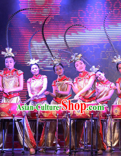 Professional Stage Performance Drum Player Dance Costumes Complete Set for Women or Girls