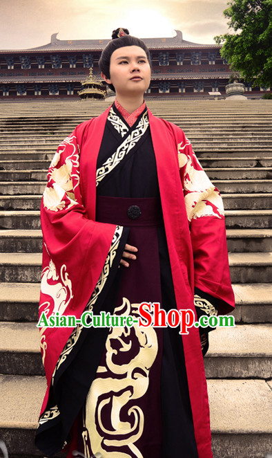 Ancient Chinese Prince Wedding Dresses Hanfu Classical Dress National Ceremonial Costumes Clothing and Crown Complete Set