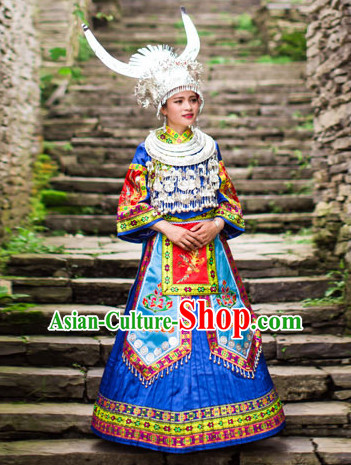 Chinese Miao Princess Clothing Miao Clothes Minority Dresses Ethnic Costumes and Accessories Complete Set for Women