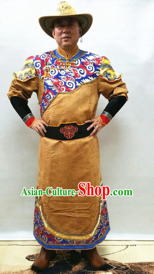 Mongolian Minority Mongol Dress Mongolia Minority Dresses Ethnic Mongolian Costume Complete Set for Men