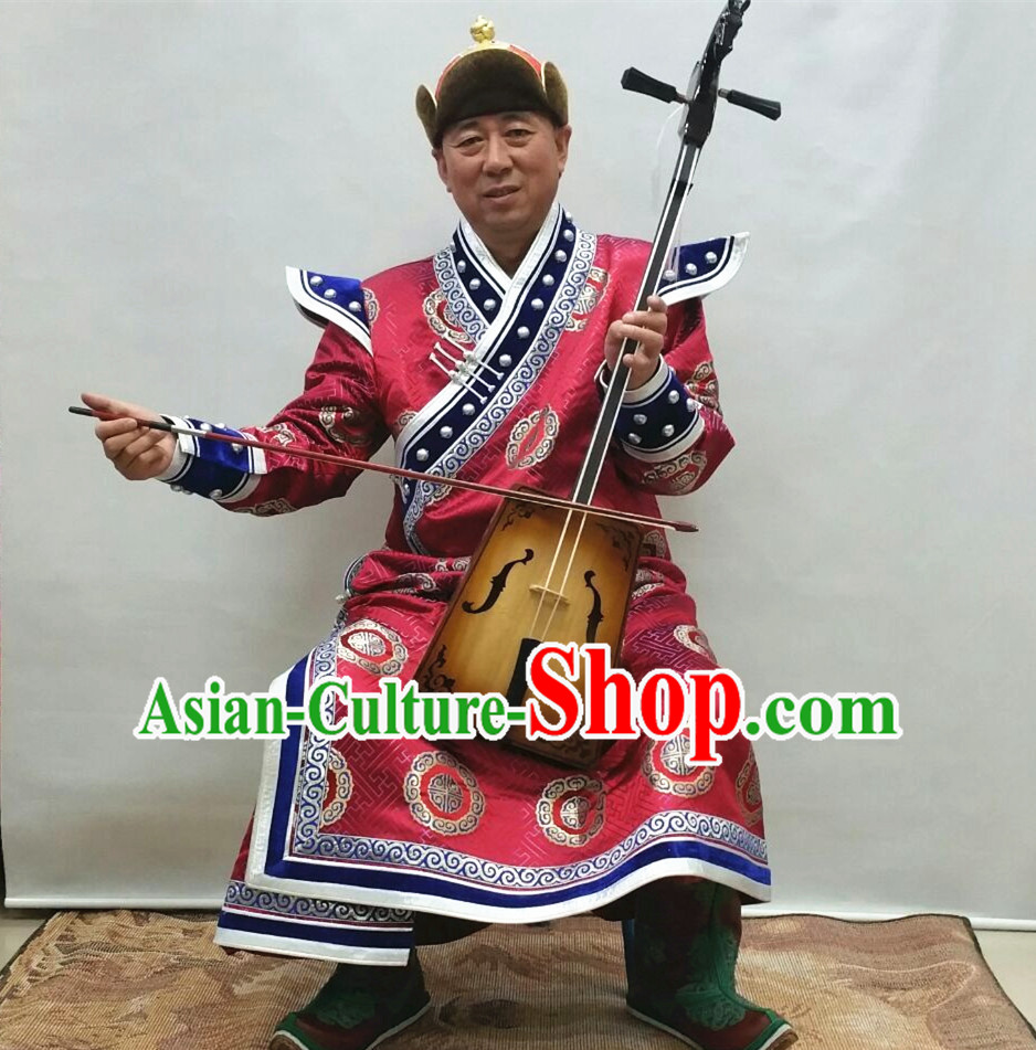 Mongolian Minority Mongol Dress Mongolia Minority Dresses Ethnic Mongolian Costume Complete Set for Men