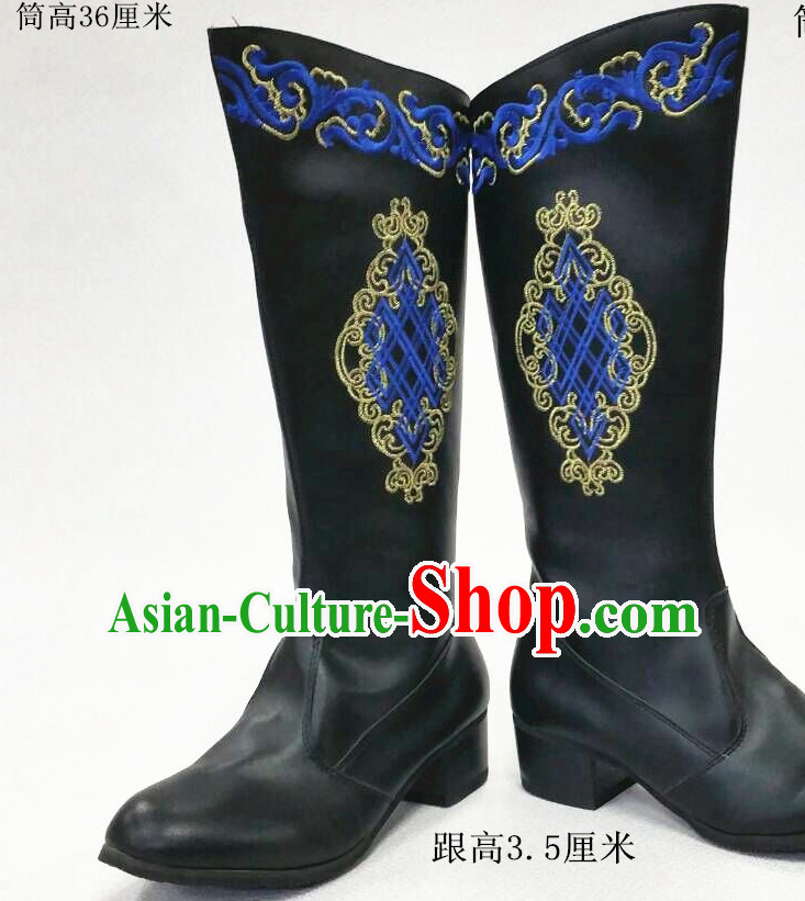 Top Chinese Mongolian Minority Mongol Boots Mongolia Minority Boot Ethnic Mongolian Feather Shoes