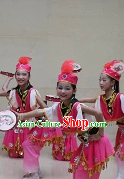 Chinese Dance Costume Ribbon Dance Costumes Fan Dance Dancer Dancing Dresses for Kids