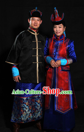 Chinese Mongolian Minority Mongol Women and Men Dress Mongolia Minority Dresses Ethnic Mongolian Costume Complete Set