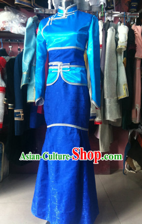 Chinese Mongolian Minority Mongol Women and Men Dress Mongolia Minority Dresses Ethnic Mongolian Costume Complete Set