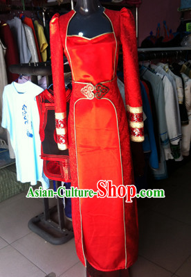 Chinese Mongolian Minority Mongol Women and Men Dress Mongolia Minority Dresses Ethnic Mongolian Costume Complete Set