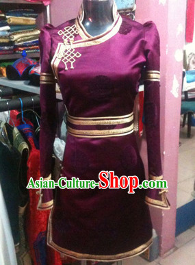 Chinese Mongolian Minority Mongol Women and Men Dress Mongolia Minority Dresses Ethnic Mongolian Costume Complete Set