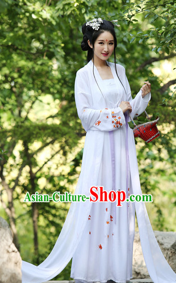 Ancient Chinese Women Dresses White Hanfu Girls China Classical Clothing Histroical Dress Traditional National Costume Complete Set