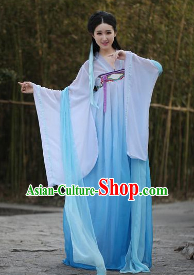 Ancient Chinese Women Dresses Blue Hanfu Girls China Classical Clothing Histroical Dress Traditional National Costume Complete Set