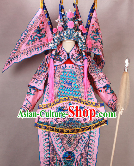 Pink China Beijing Opera Chinese Peking Opera Costume Embroidered Robe Military General Opera Costumes Complete Set