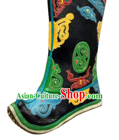 Chinese Handmade Mongolian Long Boots Minority Mongol Shoes Mongolia Boot