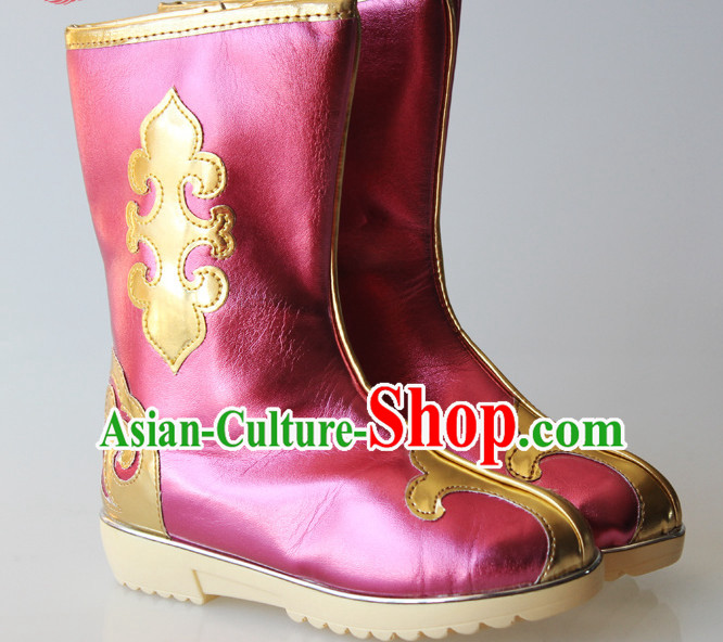 Chinese Handmade Mongolian Long Boots Minority Mongol Shoes Mongolia Boot