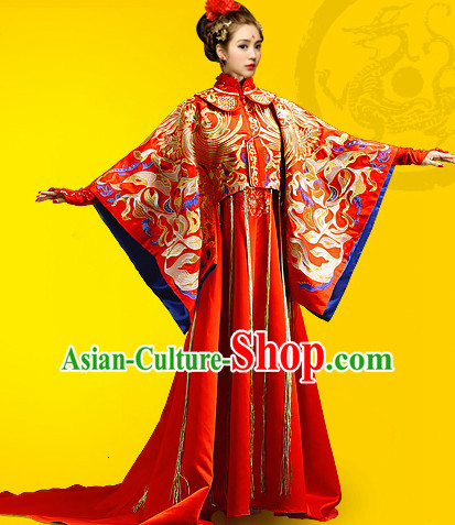 Chinese Traditional Wedding Dresses Bridal Wedding Gown Embroidered Phoenix Cloth