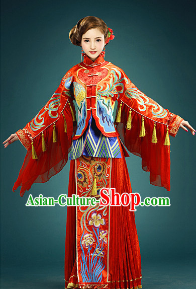 Chinese Traditional Wedding Dresses Bridal Wedding Gown Embroidered Phoenix Cloth