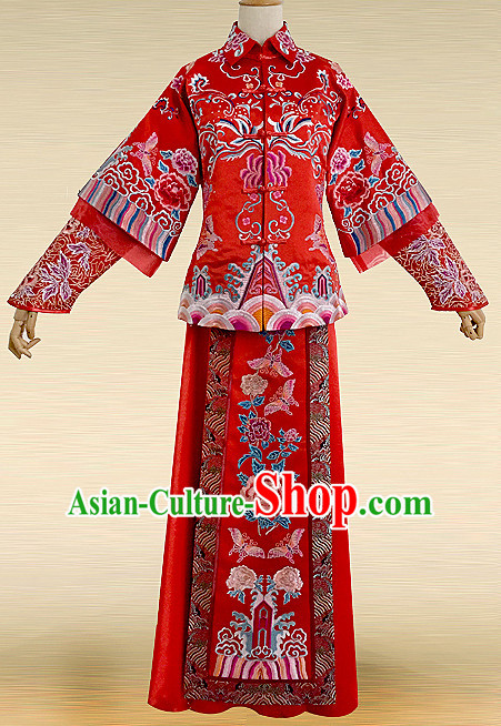 Chinese Traditional Wedding Dresses Bridal Wedding Gown Embroidered Phoenix Cloth