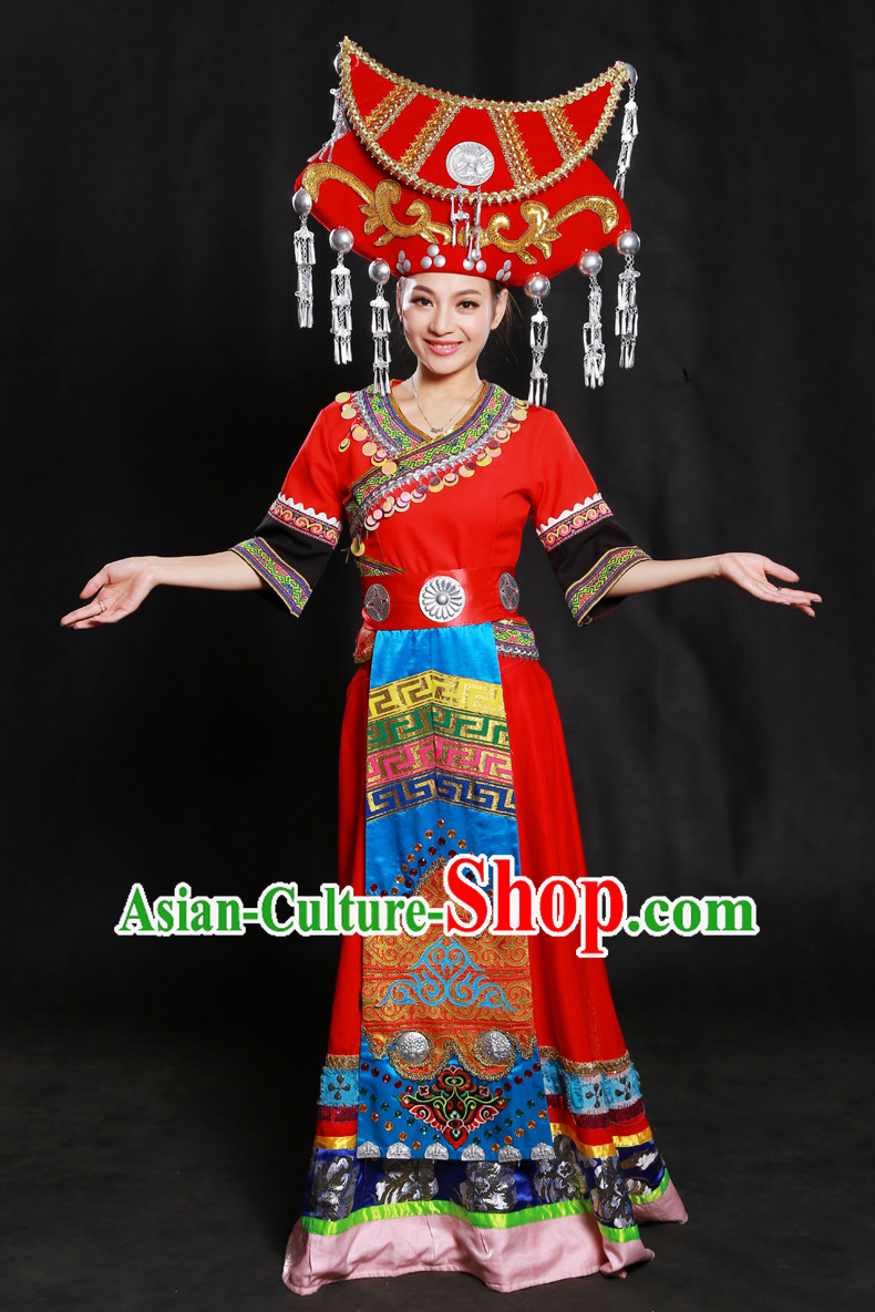 Zhuang Minority Women Dresses Ethnic Clothing Minority Dance Costume Minority Dress