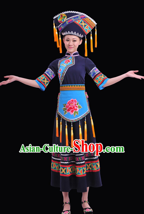 Zhuang Minority Women Dresses Ethnic Clothing Minority Dance Costume Minority Dress