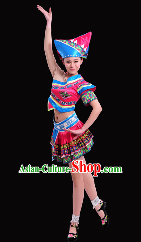 Zhuang Minority Women Dresses Ethnic Clothing Minority Dance Costume Minority Dress