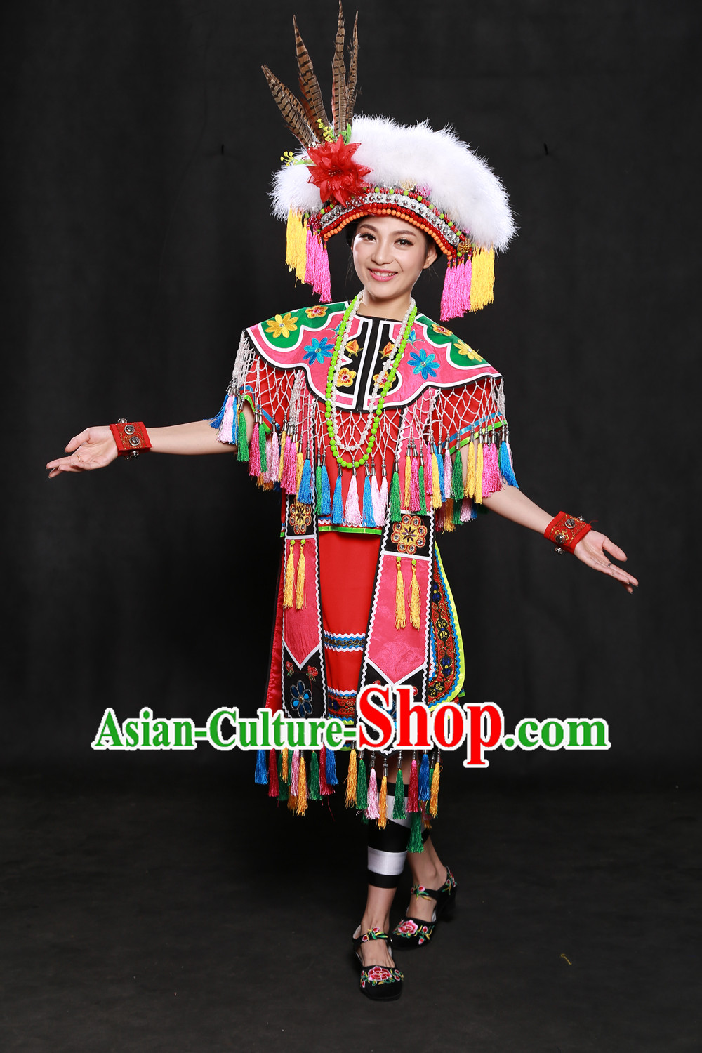 Chinese Gaoshan Taiwan Minority Women Dresses Ethnic Clothing Minority Dance Costume Minority Dress Complete Set for Women