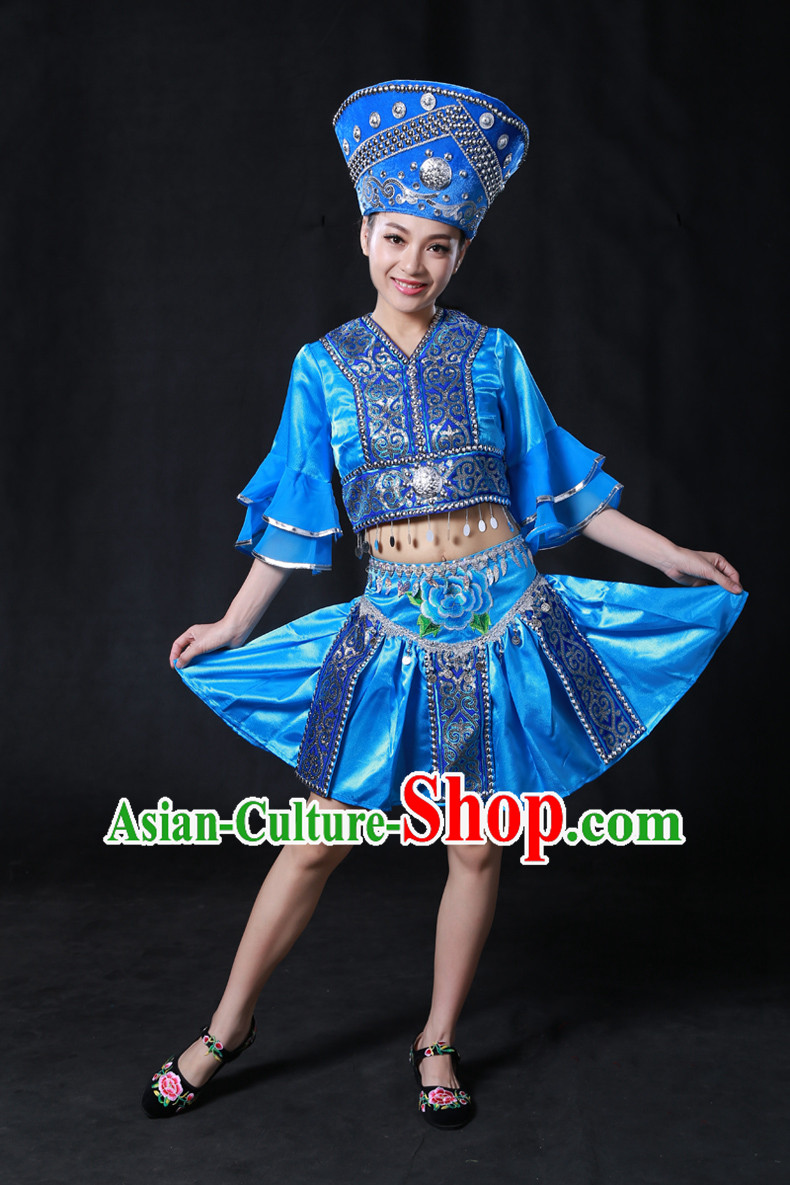 Chinese Yi Minority Women Dresses Ethnic Clothing Minority Dance Costume Minority Dress Complete Set