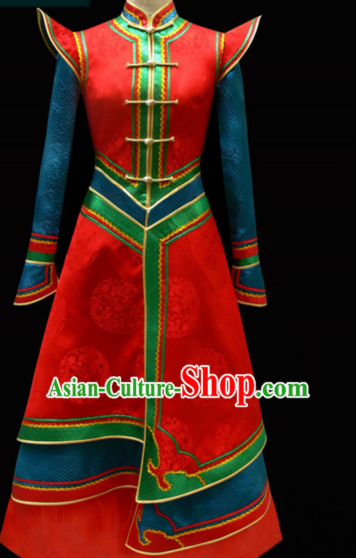 Mongolian Minority Empress Mongol Mongolia Princess Clothing Ethnic Traditional Costumes Complete Set