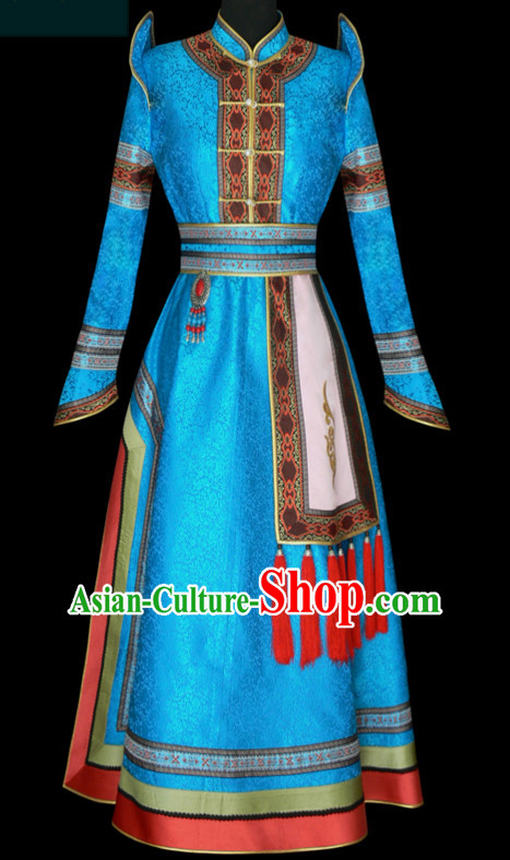 Mongolian Minority Empress Mongol Mongolia Princess Clothing Ethnic Traditional Costumes Complete Set