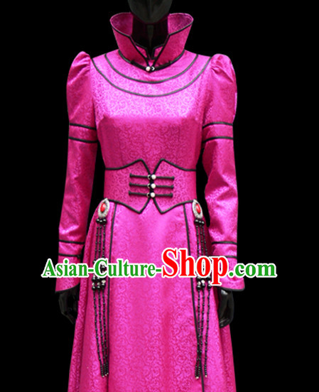 Mongolian Minority Empress Mongol Mongolia Princess Clothing Ethnic Traditional Costumes Complete Set