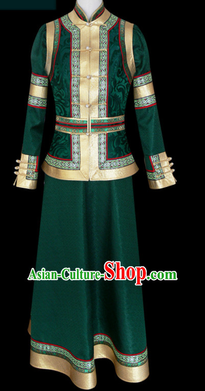 Mongolian Minority Empress Mongol Mongolia Princess Clothing Ethnic Traditional Costumes Complete Set