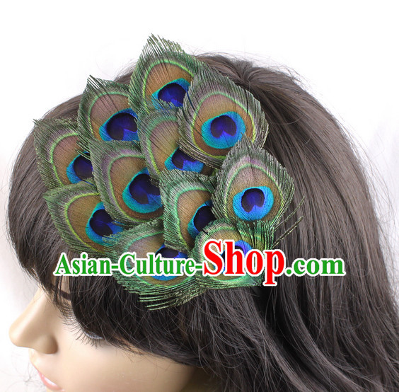 Handmade Peacock Feather Hair Pin Hair Accessory Headwear Hair Accessorie Head Dress Head Piece Jewel Hat Set