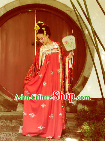 Chinese Tang Dynasty Wedding Clothes Classical Dance Drama Performance Hanfu Chinese Hakama Traditional Bridal Dress Quju Supreme Ancient Chinese Costume Complete Set