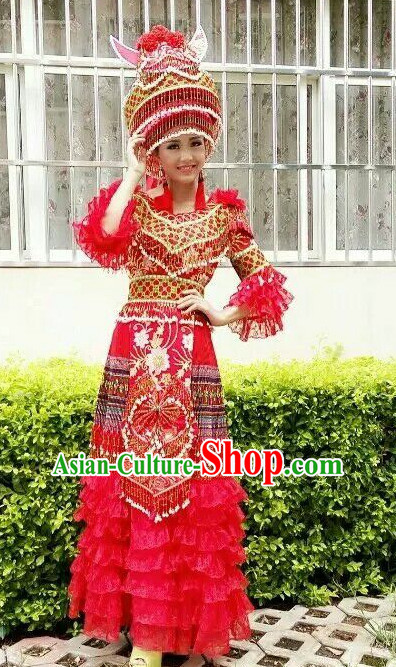 Hmong Women Minority Dresses Miao Girls Clothing Ethnic Miao Minority Dance Costume Minority Dress Dance Miao Costumes Complete Set