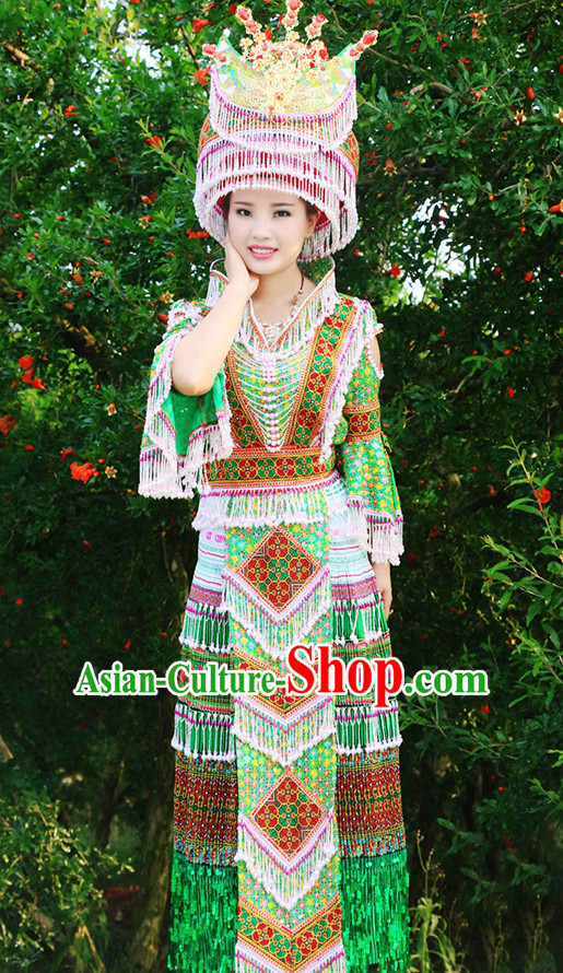 Hmong Women Minority Dresses Miao Girls Clothing Ethnic Miao Minority Dance Costume Minority Dress Dance Miao Costumes Complete Set