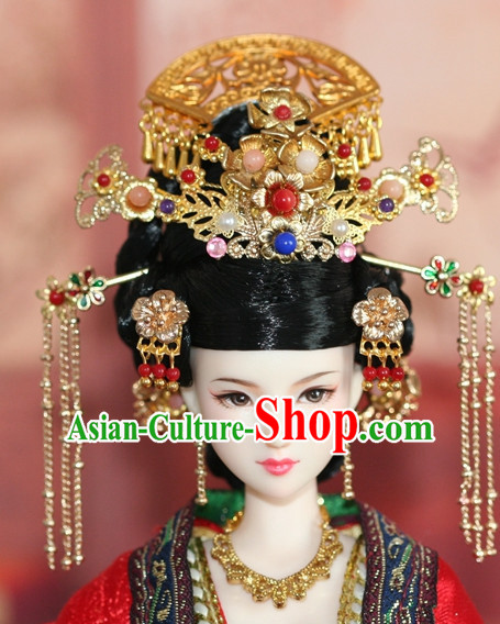 Traditional Chinese Qing Empress Headpiece Princess Headdress Palace Hair Decorations Royal Hair Sticks Head Gear Hair Decoration Set